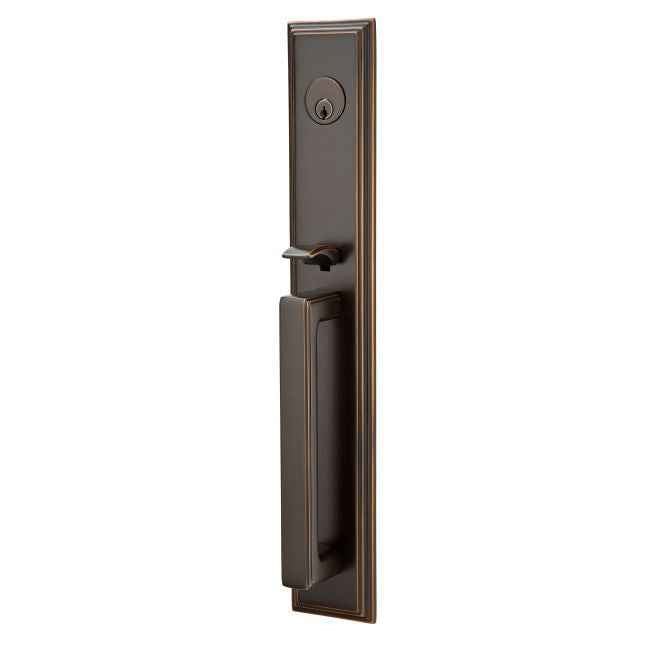 Emtek Lever Right Hand 2-3/8" and 2-3/4" Backset Single Cylinder Melrose Tubular Handleset in Oil Rubbed Bronze