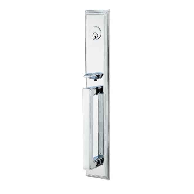 Emtek Lever Right Hand 2-3/8" and 2-3/4" Backset Single Cylinder Melrose Tubular Handleset in Polished Chrome
