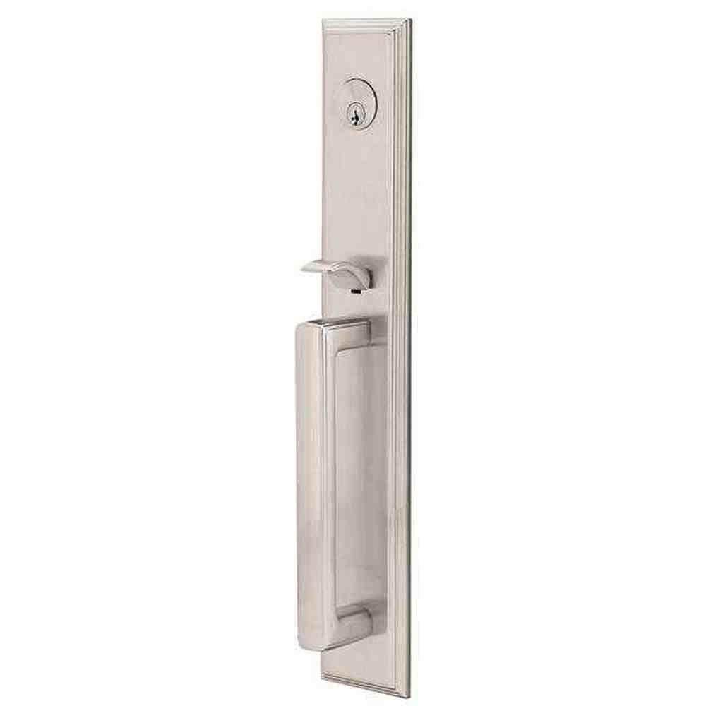Emtek Lever Right Hand 2-3/8" and 2-3/4" Backset Single Cylinder Melrose Tubular Handleset in Satin Nickel