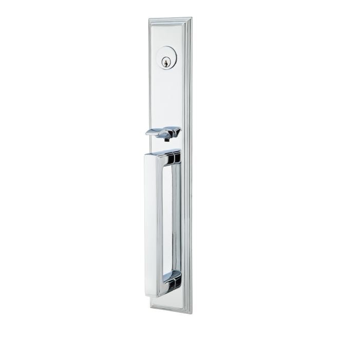Emtek Lever Right Hand 2-3/8" and 2-3/4" Backset Single Cylinder Melrose Tubular Handleset in Polished Chrome