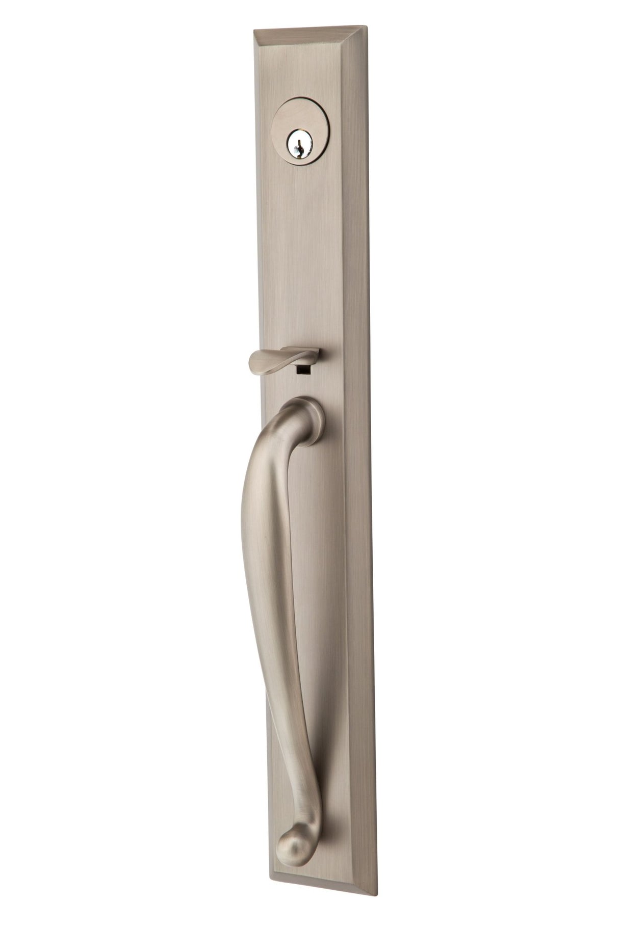 Emtek Lever Right Hand 2-3/8" and 2-3/4" Backset Single Cylinder Jefferson Tubular Handleset in Pewter