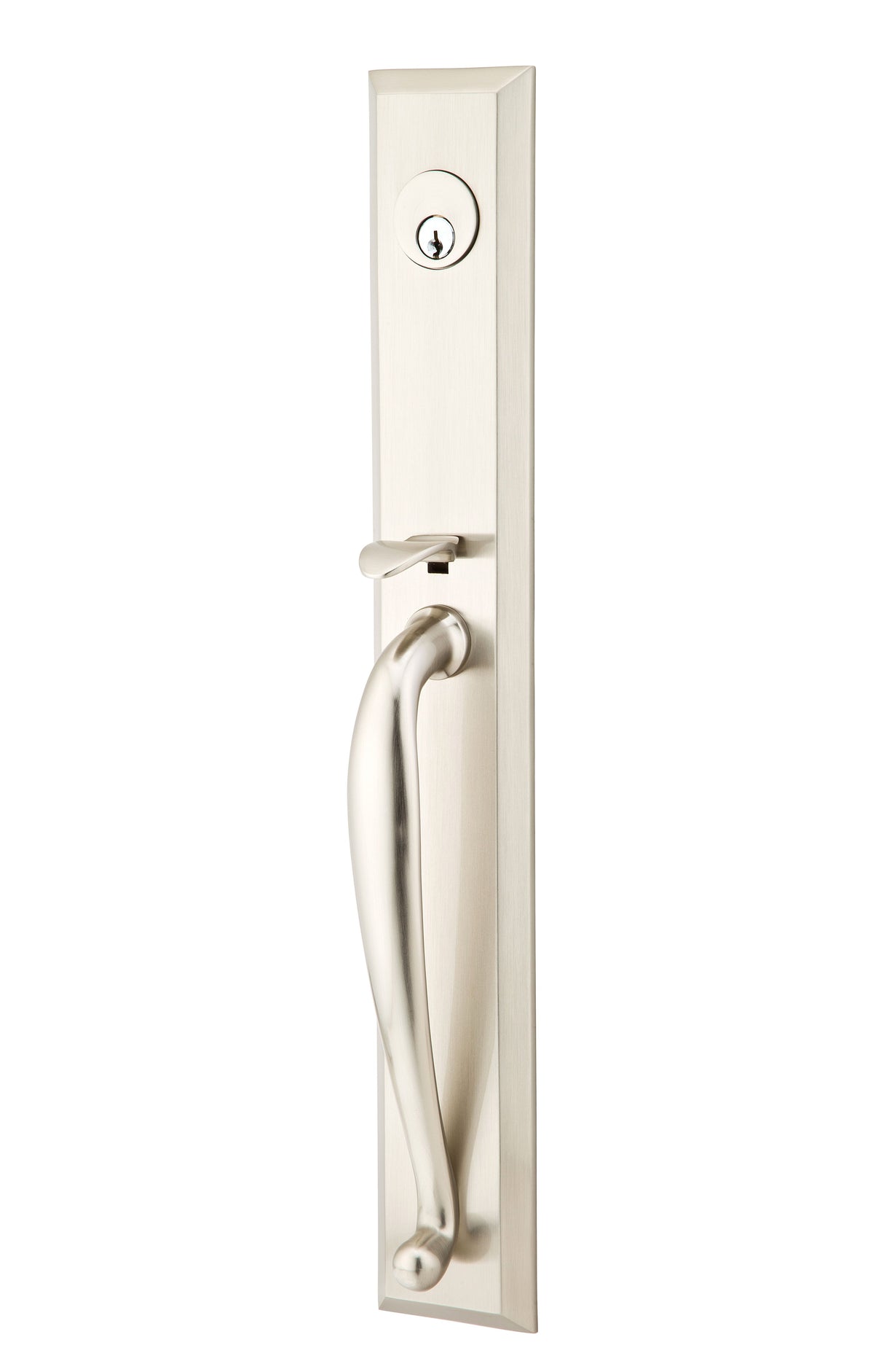 Emtek Lever Right Hand 2-3/8" and 2-3/4" Backset Single Cylinder Jefferson Tubular Handleset in Satin Nickel