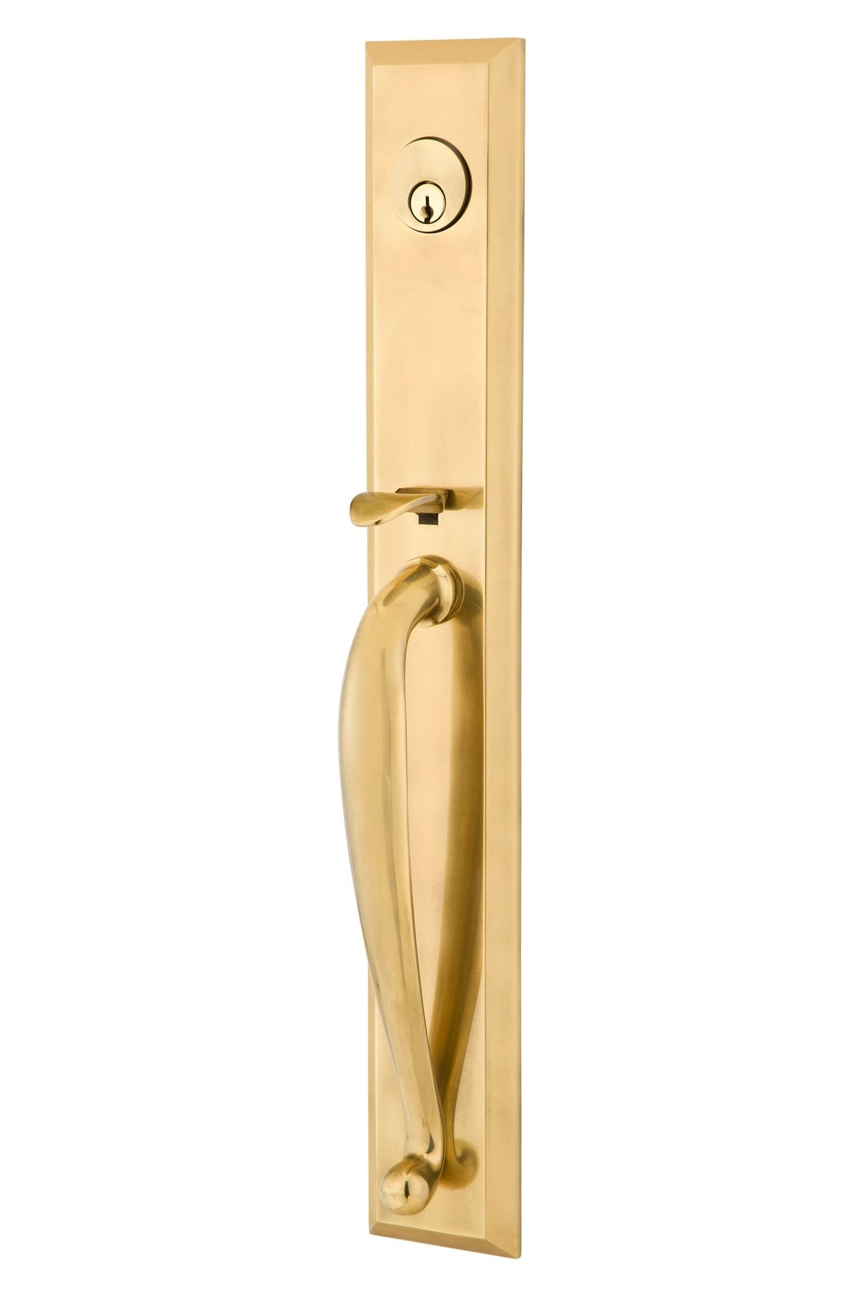 Emtek Town Glass Knob 2-3/8" and 2-3/4" Backset Single Cylinder Jefferson Tubular Handleset - Reversible in French Antique Brass