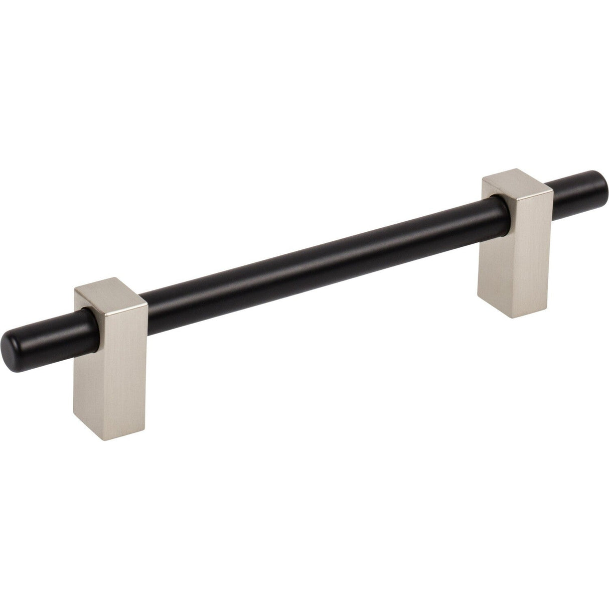 Jeffrey Alexander 478-128MBSN matte black w/satin nickel cabinet drawer pull