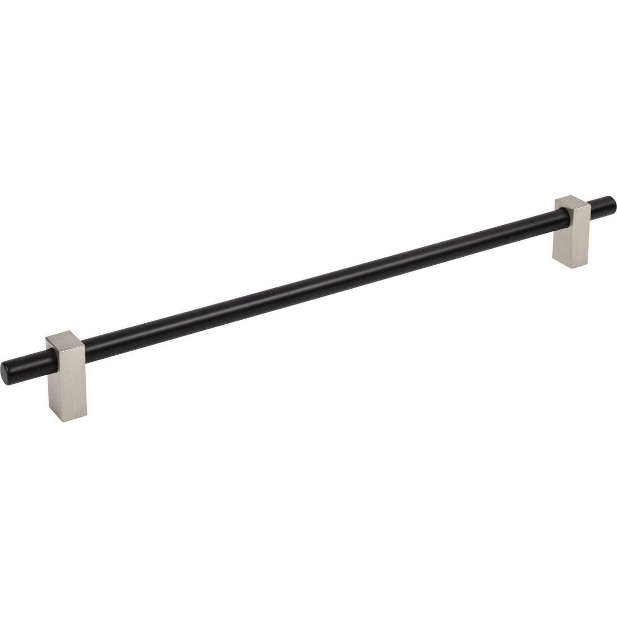 Jeffrey Alexander 478-305MBSN matte black w/satin nickel cabinet drawer pull