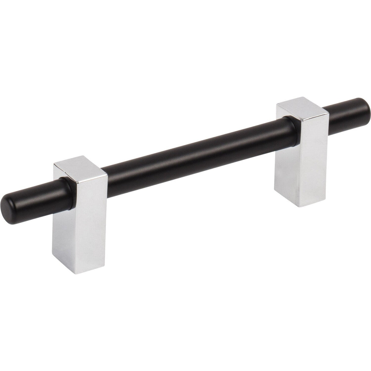 Jeffrey Alexander 478-96MBPC matte black w/polished chrome cabinet drawer pull
