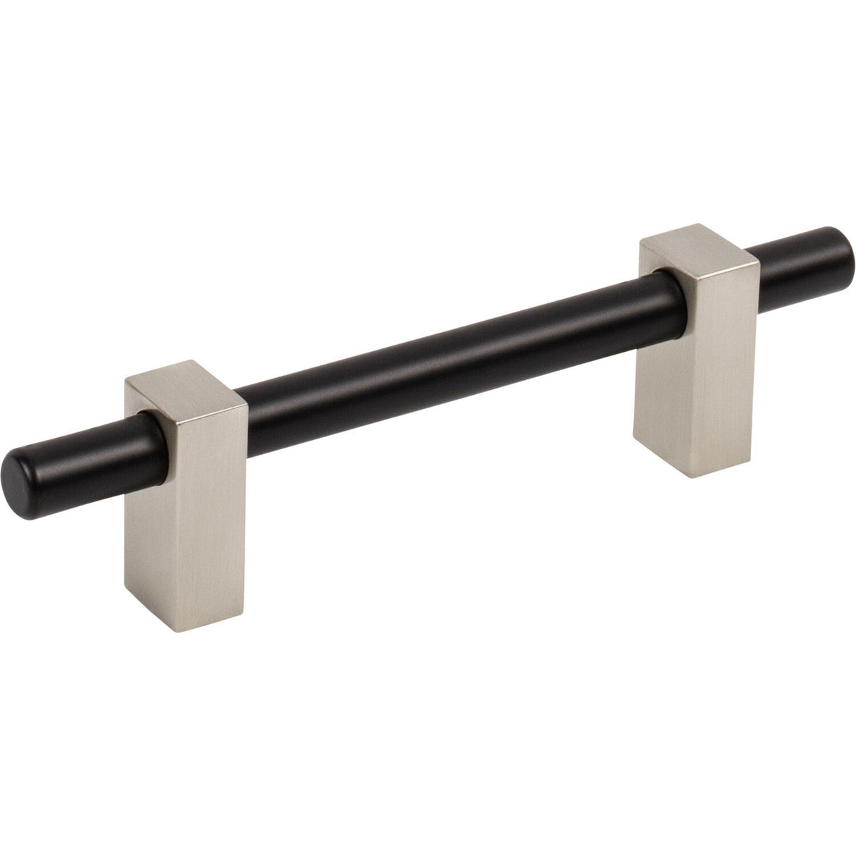Jeffrey Alexander 478-96MBSN matte black w/satin nickel cabinet drawer pull