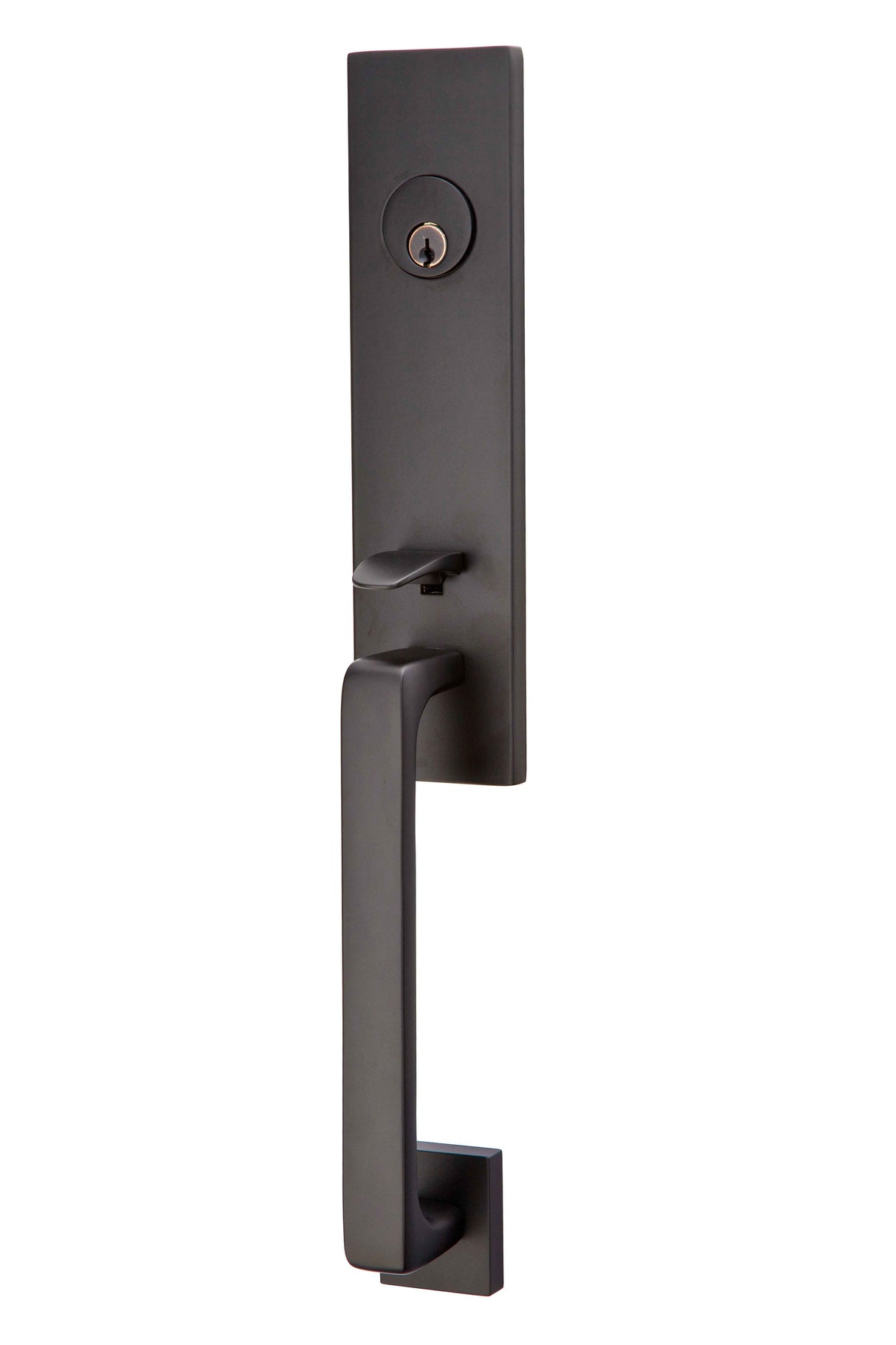 Emtek Lever Right Hand 2-3/8" and 2-3/4" Backset Single Cylinder Davos Tubular Handleset in Flat Black