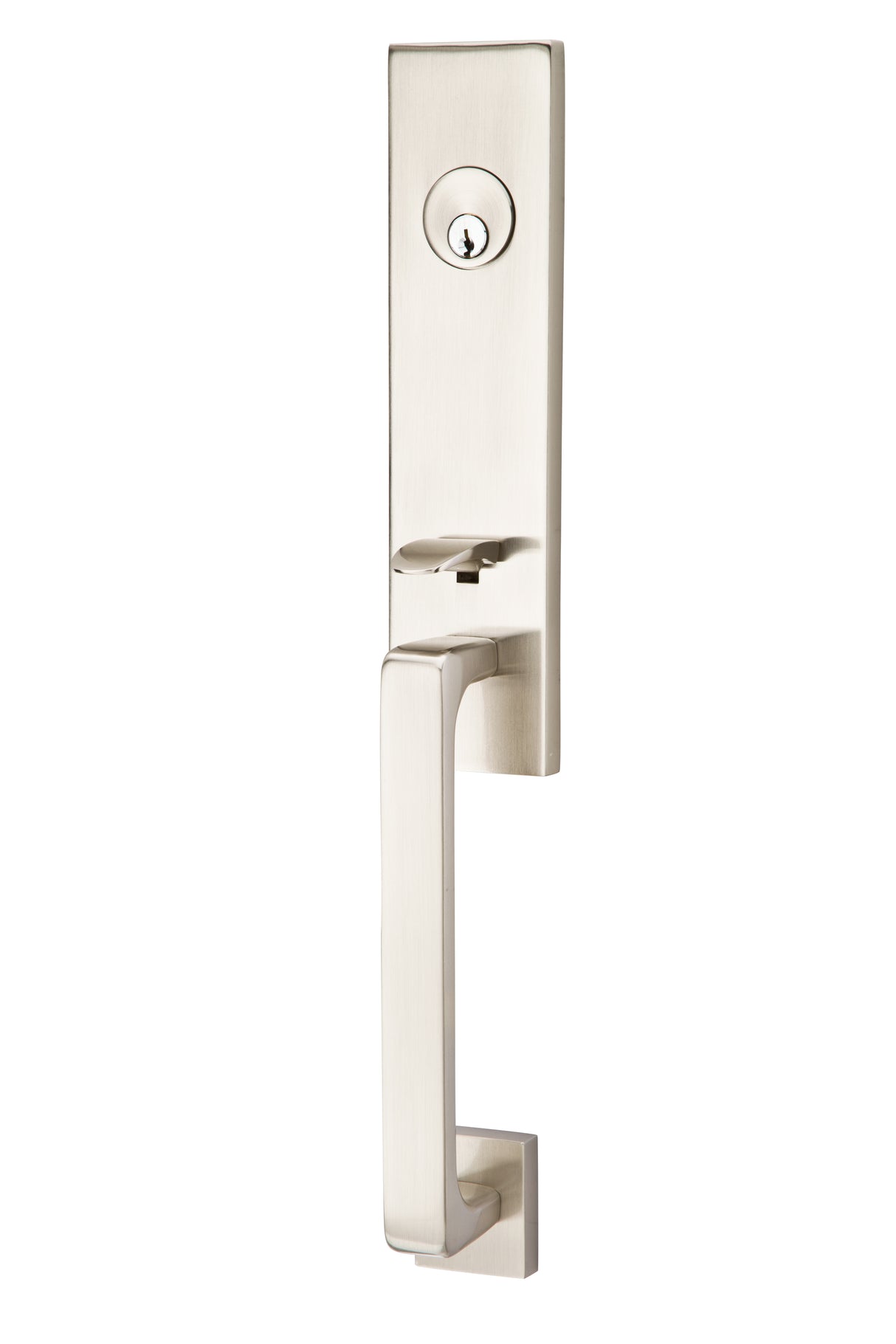 Emtek Knob 2-3/8" and 2-3/4" Backset Single Cylinder Davos Tubular Handleset - Reversible in Satin Nickel
