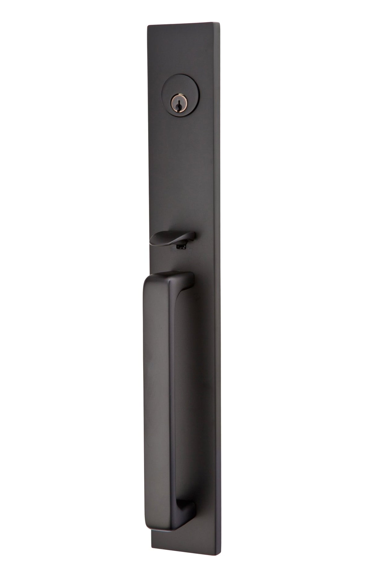 Emtek Lever Left Hand 2-3/8" and 2-3/4" Backset Single Cylinder Lausanne Tubular Handleset in Flat Black