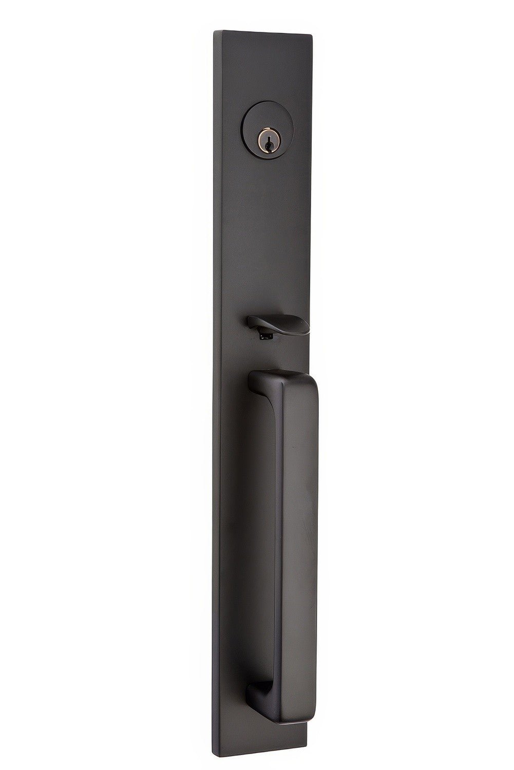 Emtek 4819GVUS19LH flat black single cylinder handleset