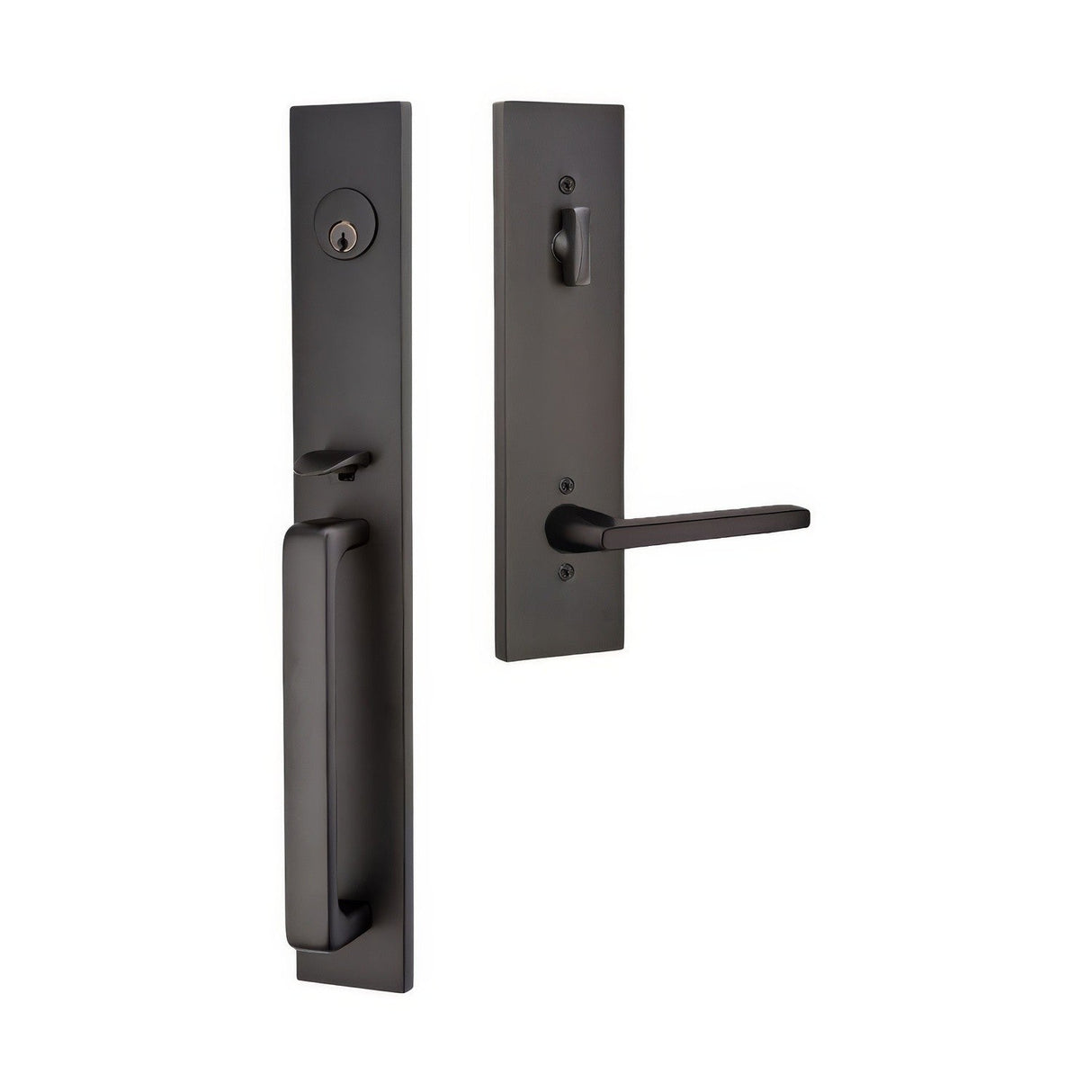 Emtek 4819HLOUS19LH flat black single cylinder handleset