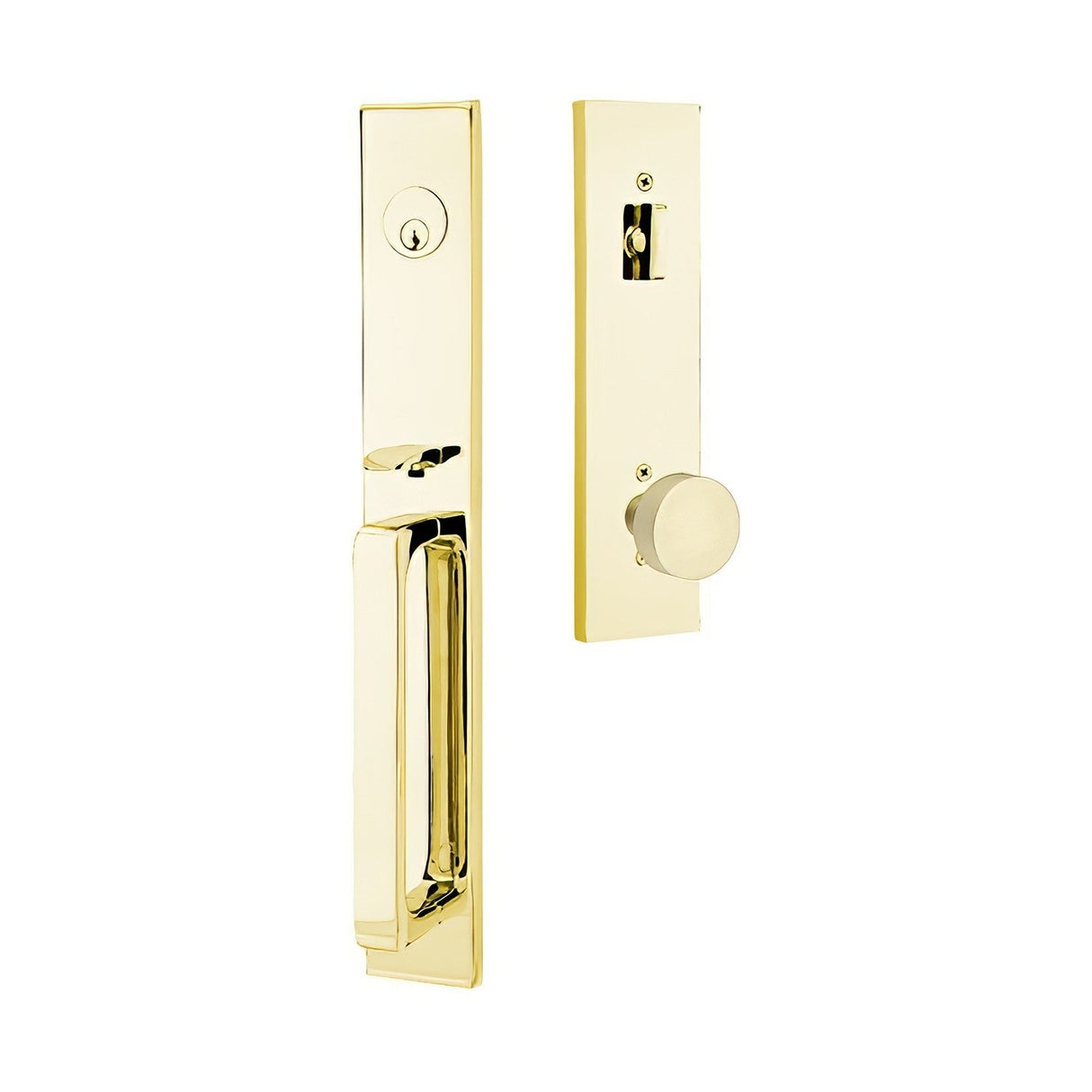 Emtek 4819ROUUS3NL unlacquered brass single cylinder handleset