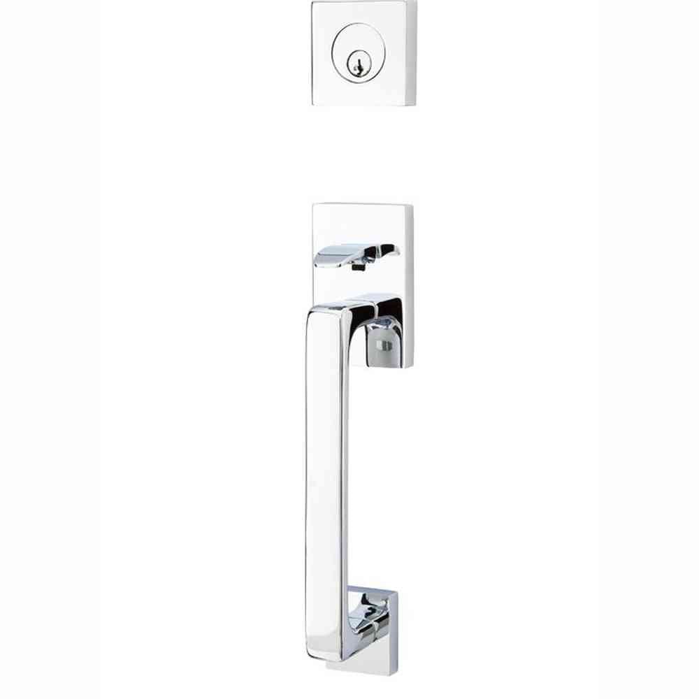 Emtek Knob 2-3/8" and 2-3/4" Backset Single Cylinder Baden Tubular Handleset - Reversible in Polished Chrome