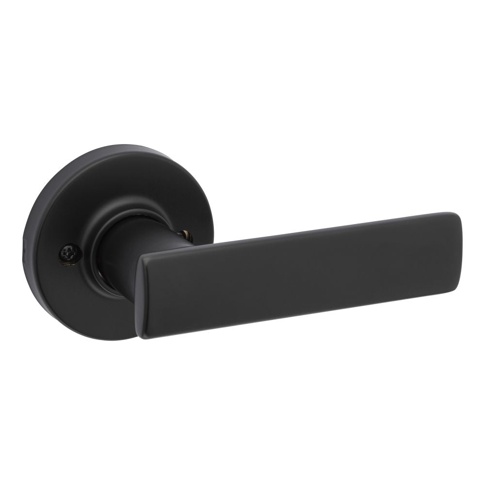 Kwikset Breton Half Dummy Door Lever with Round Rose in Matte Black