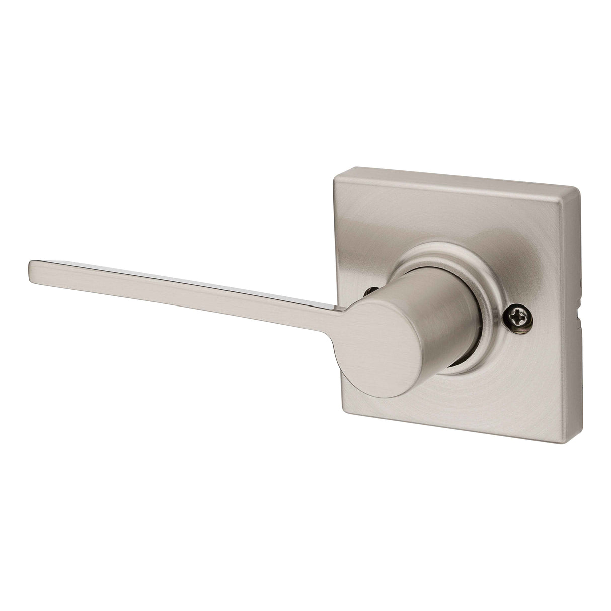 Kwikset Ladera Half Dummy Door Lever with Square Rose in Satin Nickel