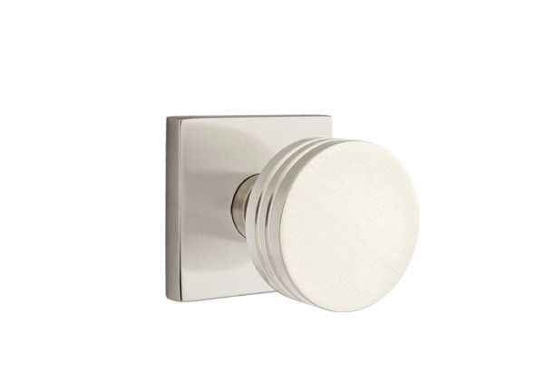 Emtek Knob Dummy Pair with Square Rose for 1-1/4" to 2" Door - Reversible in Satin Nickel