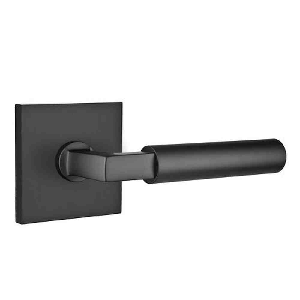 Emtek Lever Dummy Pair with Square Rose for 1-1/4" to 2" Door in Flat Black