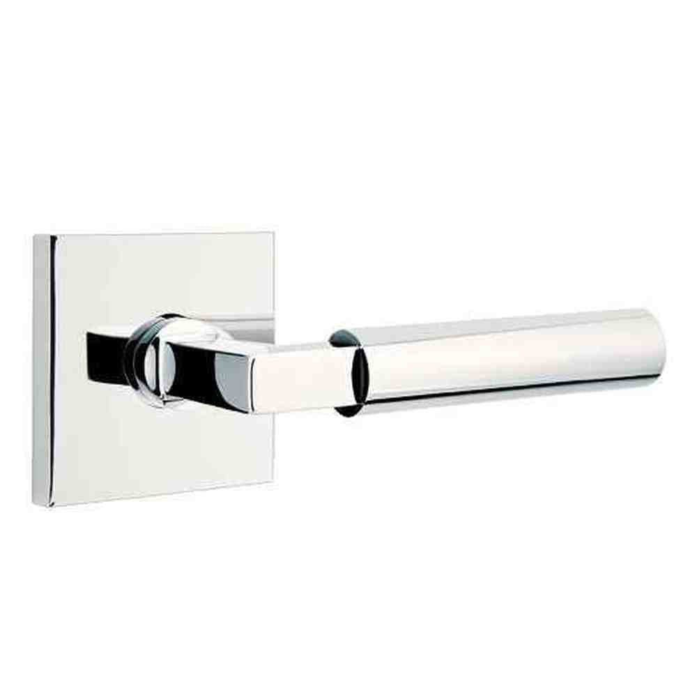 Emtek Lever Dummy Pair with Square Rose for 1-1/4" to 2" Door - Left Hand in Polished Chrome