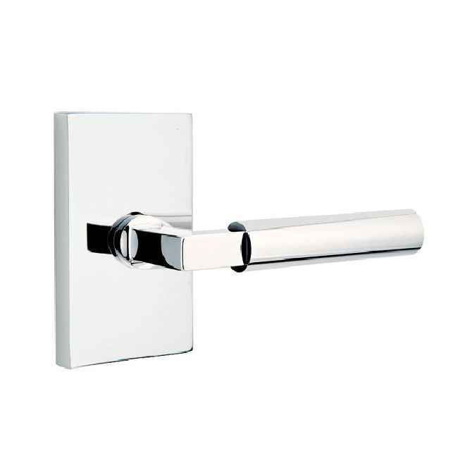 Emtek Lever Dummy Pair with Modern Rectangular Rose for 1-1/4" to 2" Door - Left Hand in Polished Chrome
