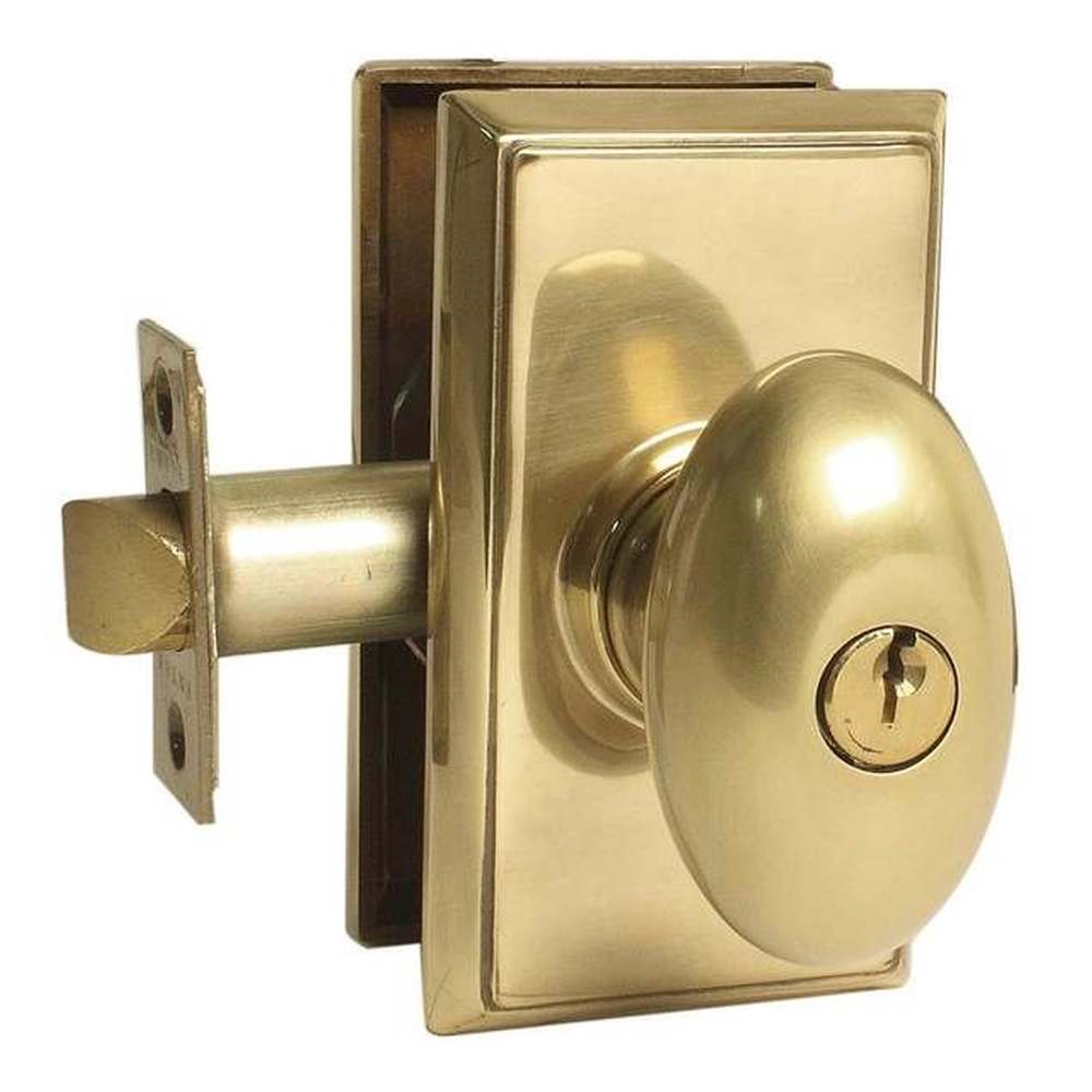 Emtek 5100EUS7 Egg Knob 2-3/8" and 2-3/4" Backset Keyed Entry with Regular Rose for 1-3/8" to 2-1/16" Door French Antique Brass Finish
