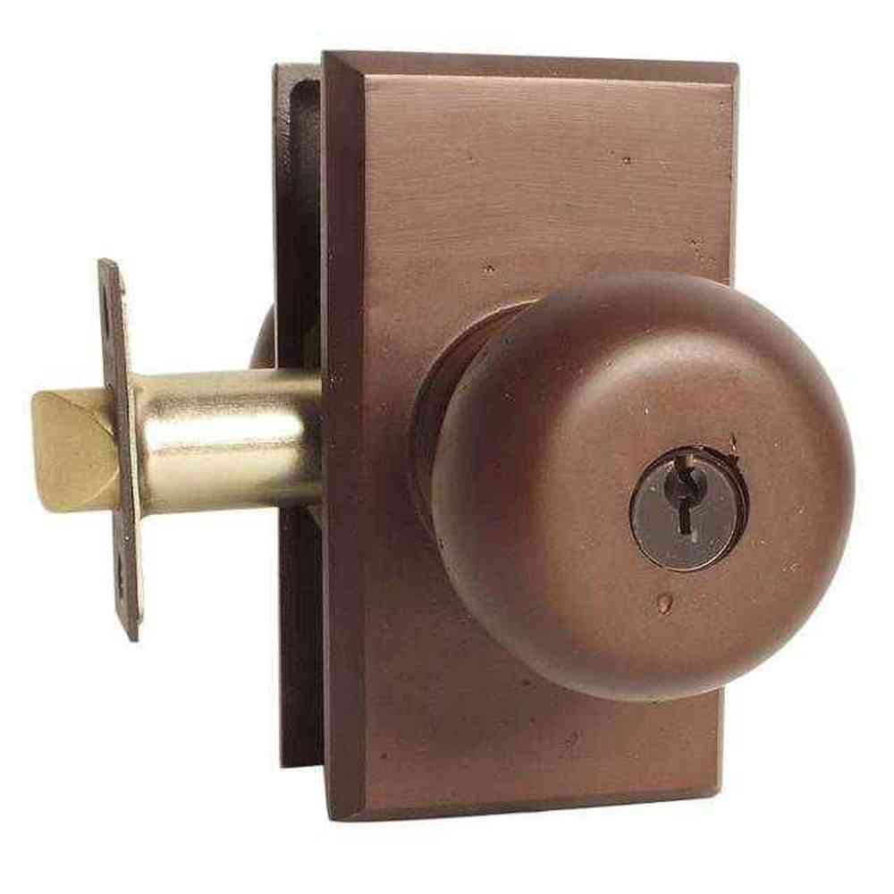 Emtek Knob 2-3/8" and 2-3/4" Backset Keyed Entry with # 3 Rose for 1-3/8" to 2-1/16" Door - Reversible in Medium Bronze