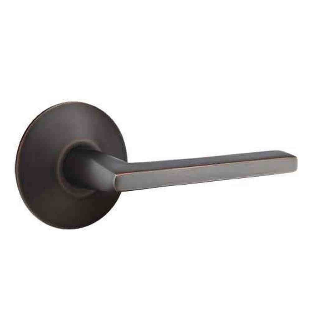 Emtek Lever Right Hand 2-3/8" Backset Passage with Modern Rose for 1-1/4" to 2" Door in Oil Rubbed Bronze