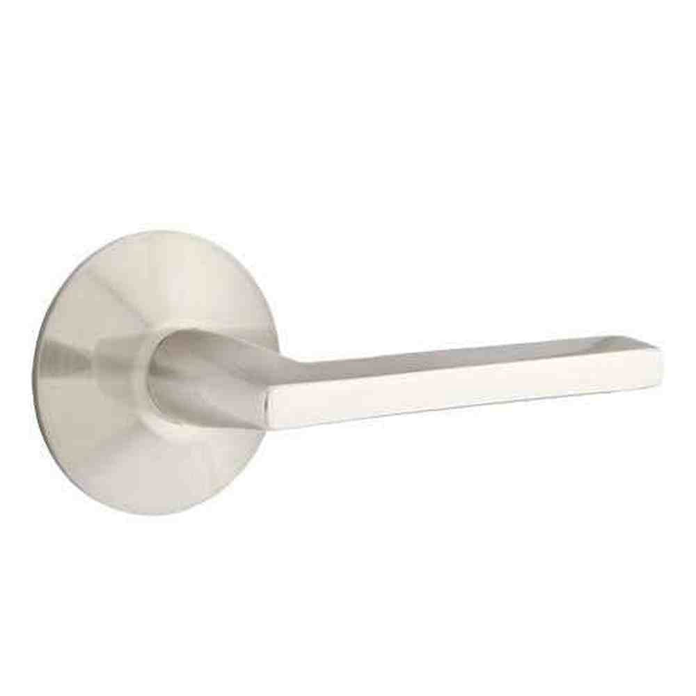 Emtek Lever Right Hand 2-3/8" Backset Passage with Modern Rose for 1-1/4" to 2" Door in Satin Nickel