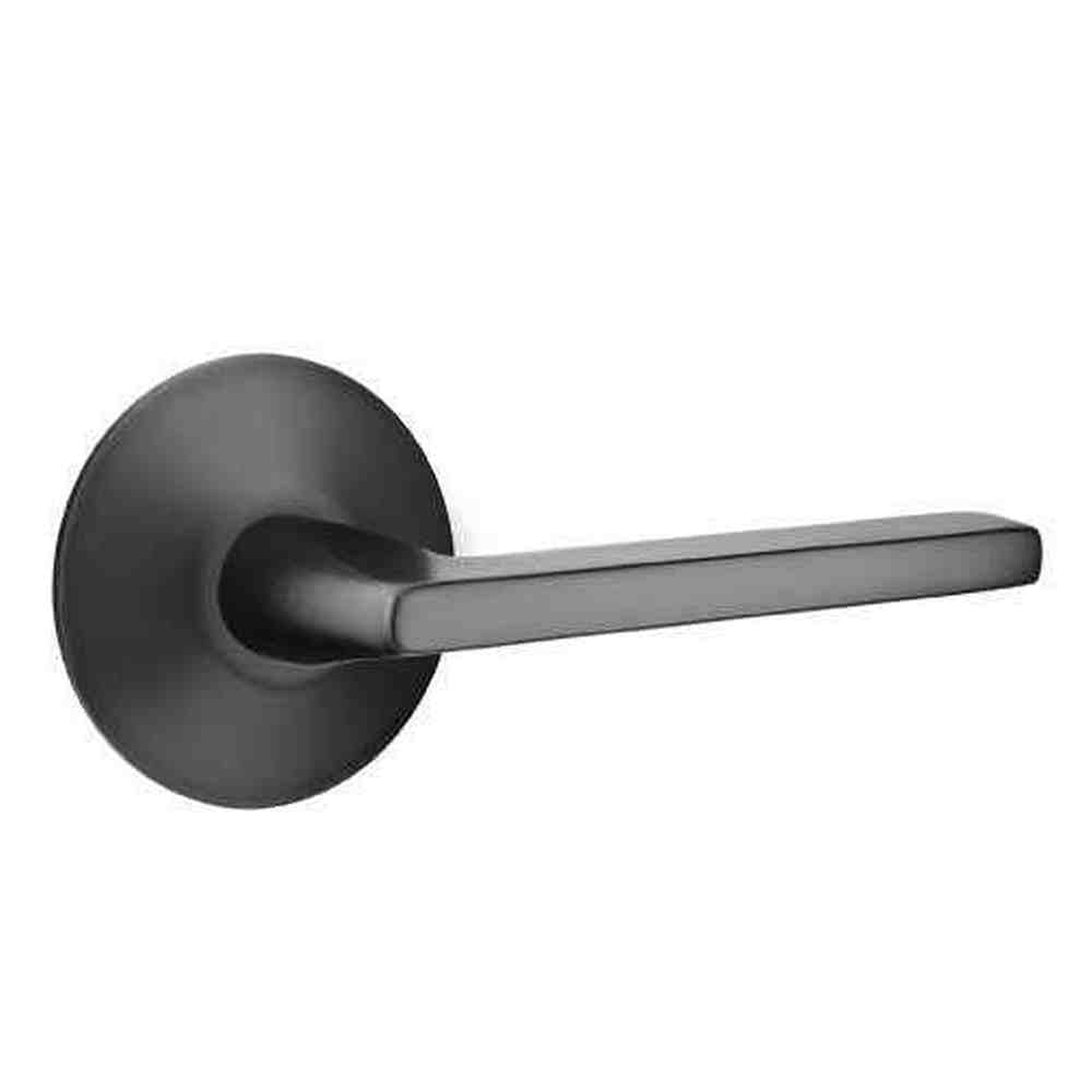 Emtek Lever Right Hand 2-3/8" Backset Passage with Modern Rose for 1-1/4" to 2" Door in Flat Black
