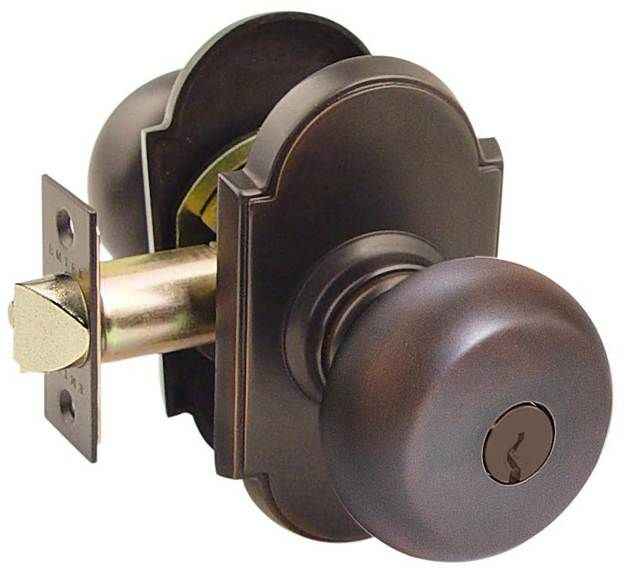 Emtek Knob 2-3/8" and 2-3/4" Backset Keyed Entry with # 8 Rose for 1-3/8" to 2-1/16" Door - Reversible in Oil Rubbed Bronze