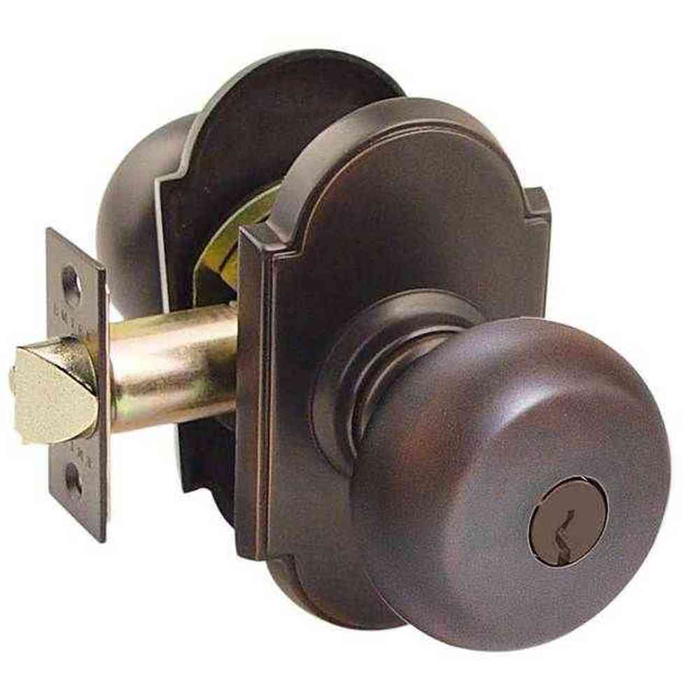 Emtek Knob 2-3/8" and 2-3/4" Backset Keyed Entry with # 8 Rose for 1-3/8" to 2-1/16" Door - Reversible in Oil Rubbed Bronze