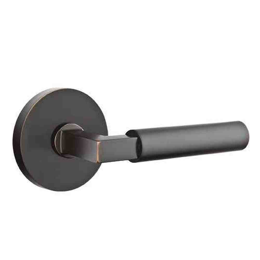 Emtek Lever Right Hand 2-3/8" Backset Passage with Disk Rose for 1-1/4" to 2" Door in Oil Rubbed Bronze