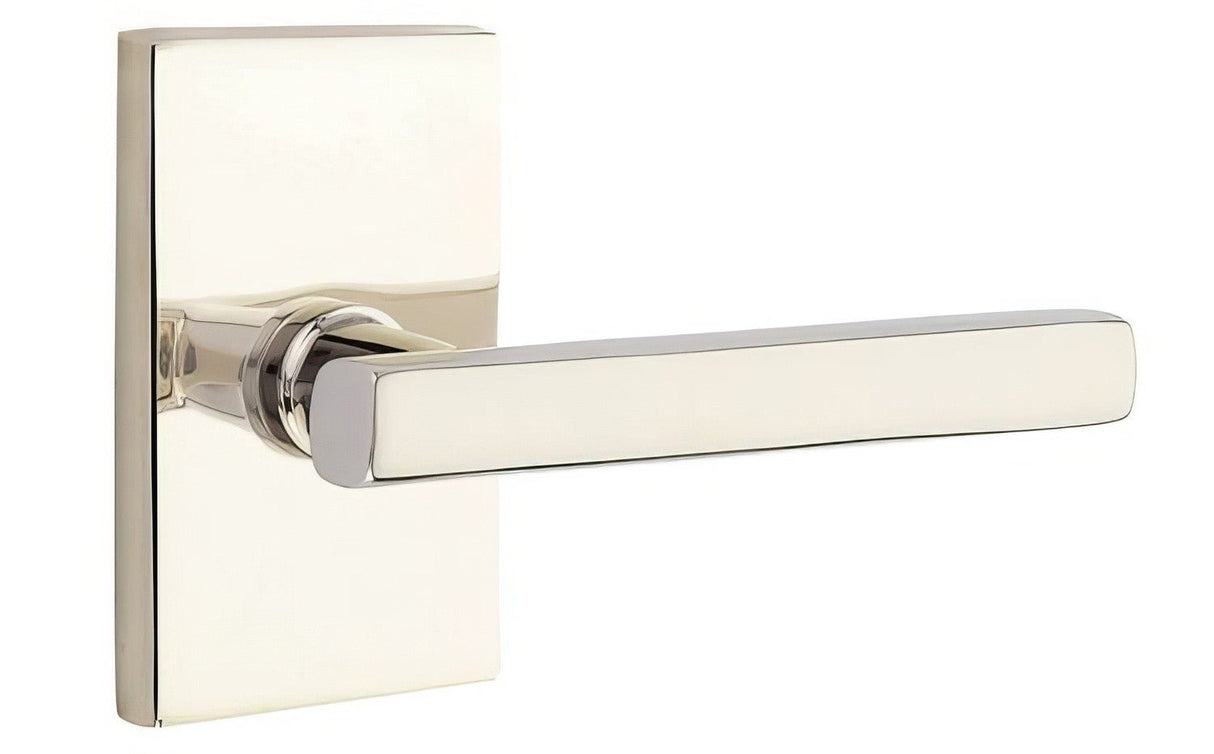 Emtek 5112FRLUS14LH polished nickel lifetime passage door lever
