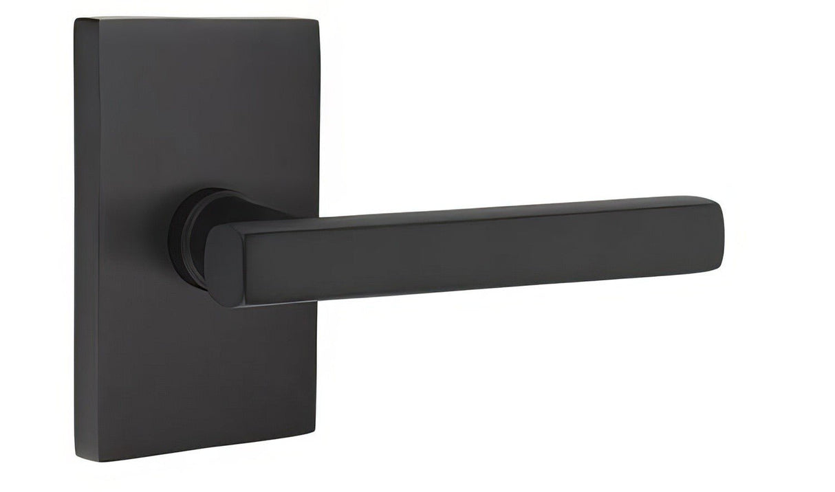Emtek 5112FRLUS19LH flat black passage door lever