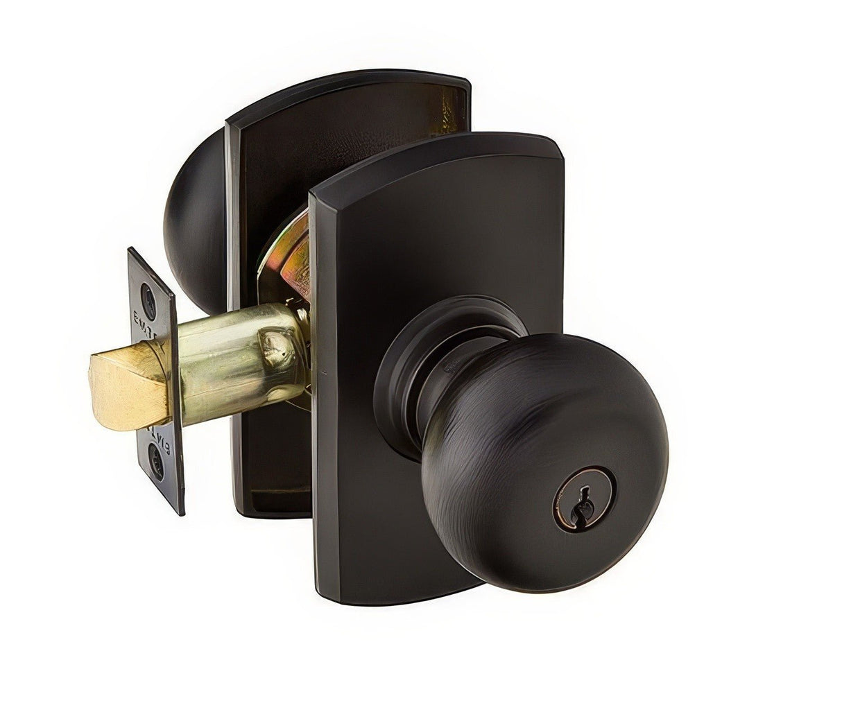 Emtek 5114WCFB flat black bronze keyed entry door knob