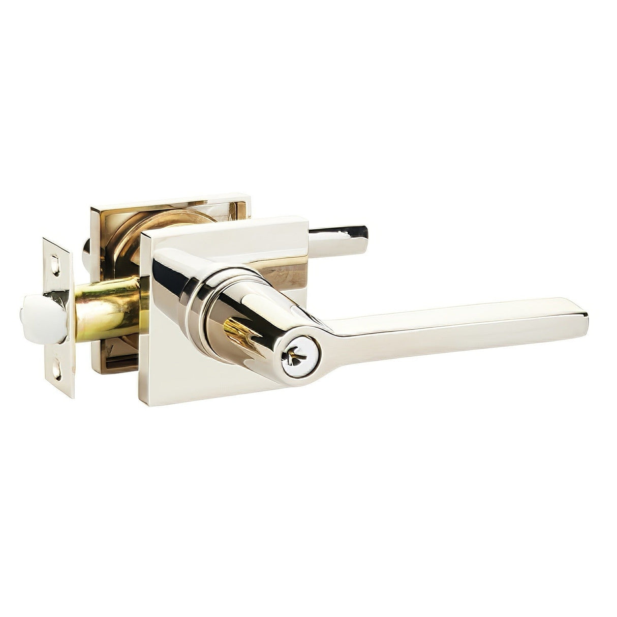 Emtek 5122HLOUS14RH polished nickel lifetime keyed entry door lever