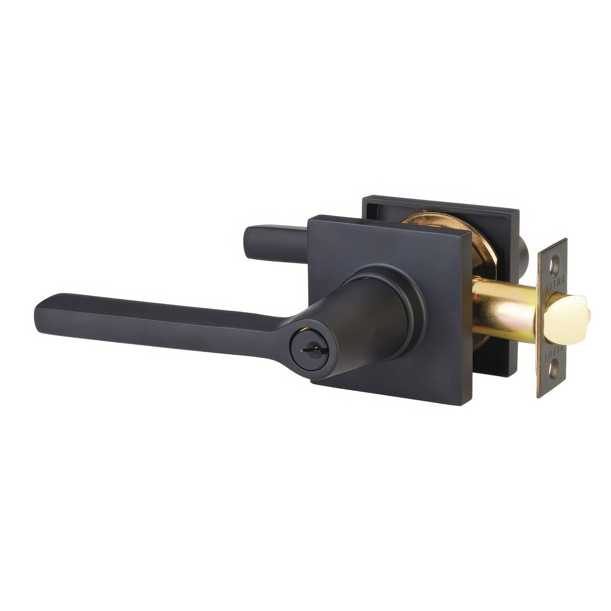 Emtek 5122HLOUS19LH flat black keyed entry door lever