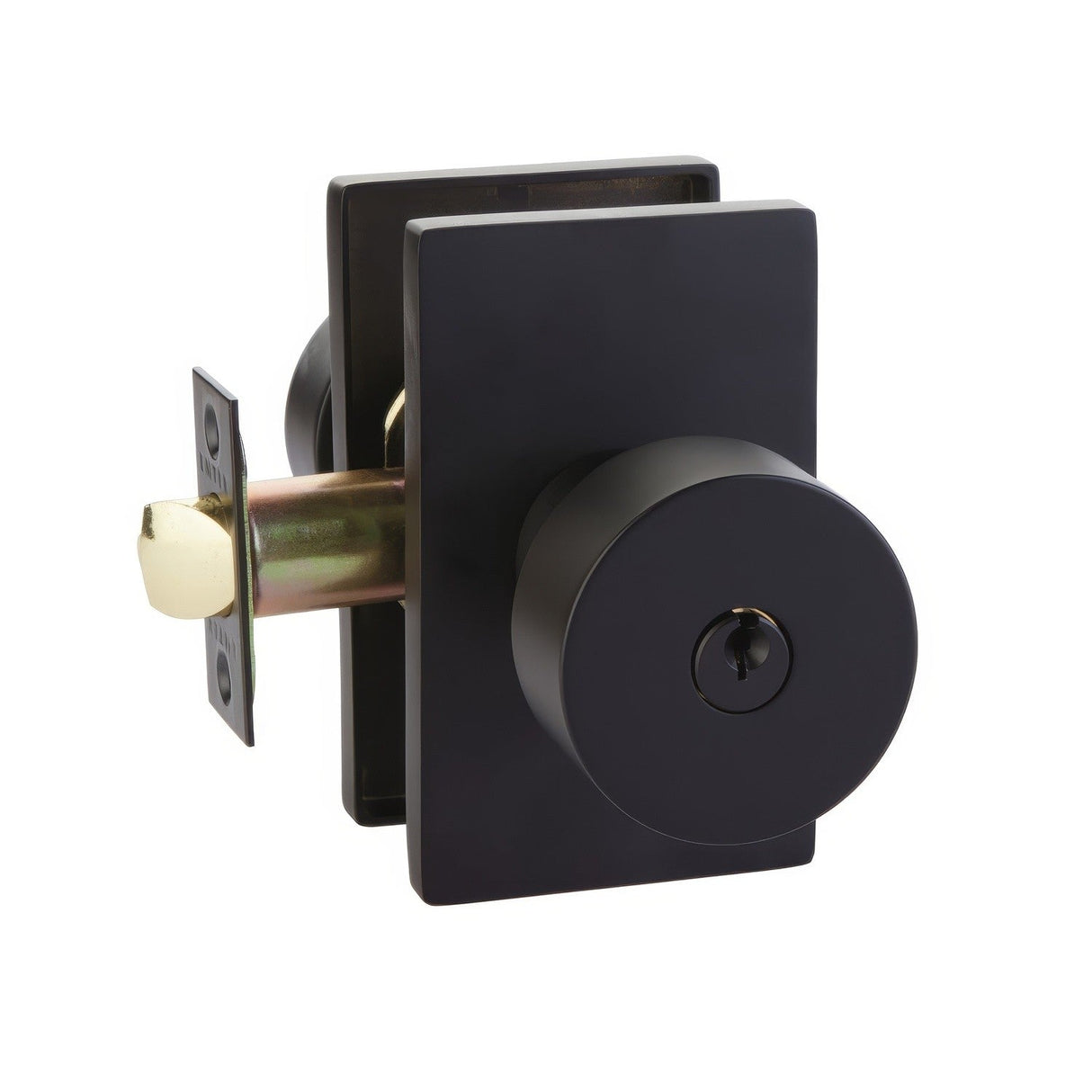 Emtek 5123ROUUS19 flat black keyed entry door knob