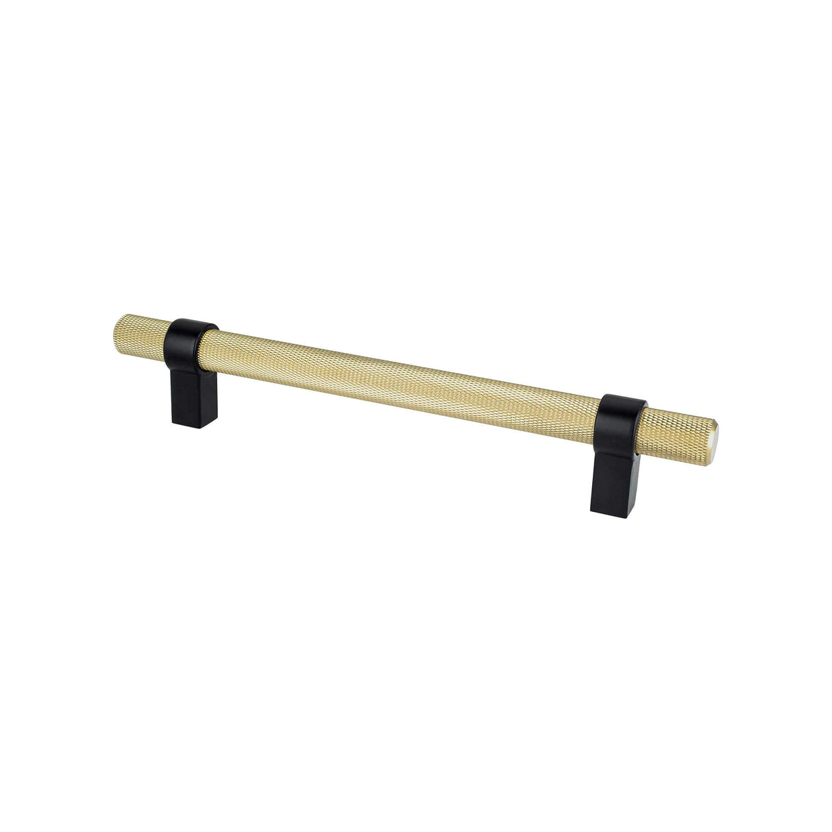 Berenson Radial Reign 160mm CC Modern Brushed Gold Bar and Matte Black Posts Pull in Modern Brushed Gold and Matte Black