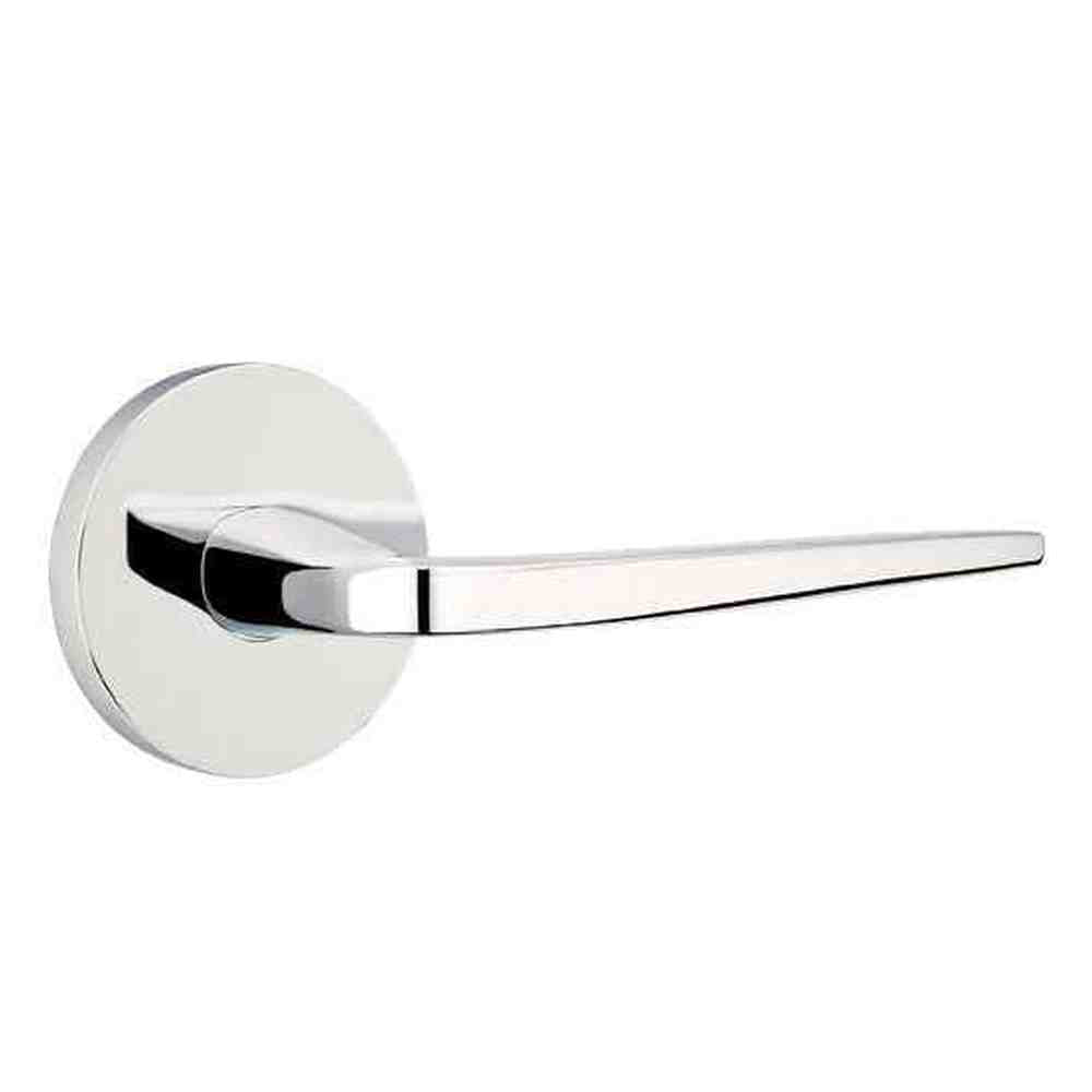 Emtek Lever Left Hand 2-3/8" Backset Privacy with Disk Rose for 1-1/4" to 2" Door in Polished Chrome
