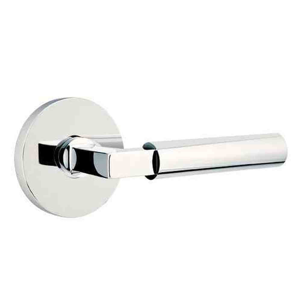 Emtek Lever Right Hand 2-3/8" Backset Privacy with Disk Rose for 1-1/4" to 2" Door in Polished Chrome