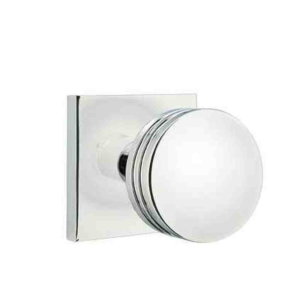 Emtek Knob 2-3/8" Backset Privacy with Square Rose for 1-1/4" to 2" Door - Reversible in Polished Chrome