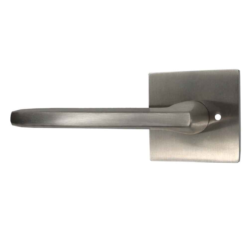 Emtek Lever Right Hand 2-3/8" Backset with Radius Latch Strike Privacy with Square Rose for 1-1/4" to 2" Door in Satin Nickel