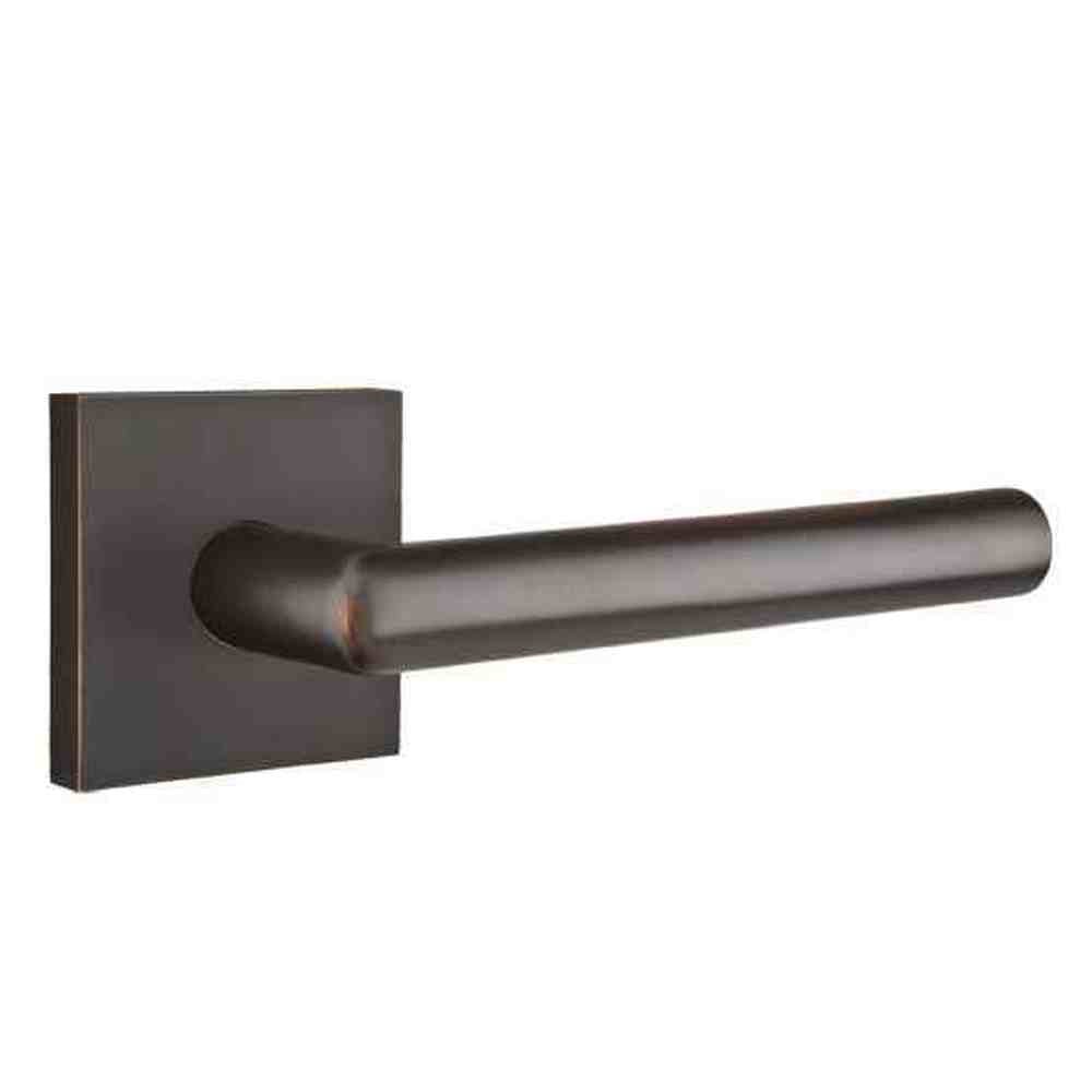 Emtek Lever Right Hand 2-3/8" Backset Privacy with Square Rose for 1-1/4" to 2" Door in Oil Rubbed Bronze