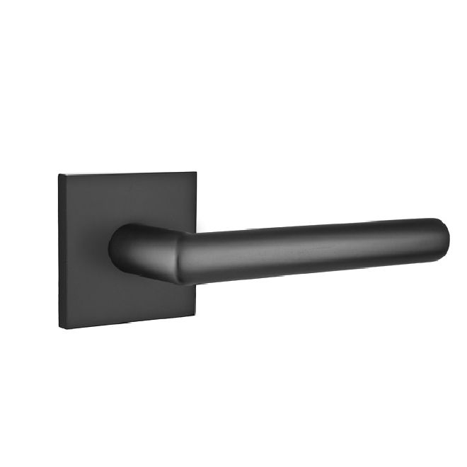 Emtek Lever Right Hand 2-3/8" Backset Privacy with Square Rose for 1-1/4" to 2" Door in Flat Black