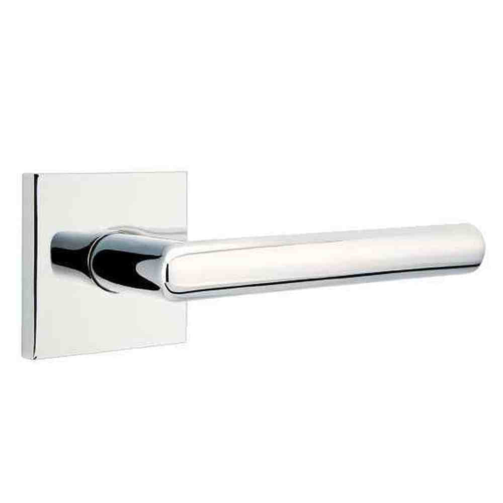 Emtek Lever Left Hand 2-3/8" Backset Privacy with Square Rose for 1-1/4" to 2" Door in Polished Chrome