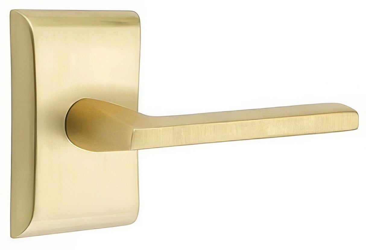 Emtek 5211HLOUS4LH satin brass privacy door lever