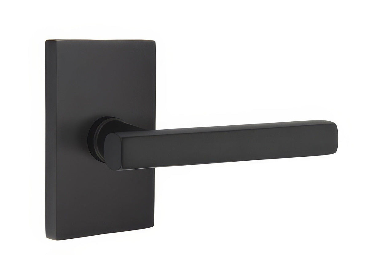 Emtek 5212FRLUS19LH flat black privacy door lever