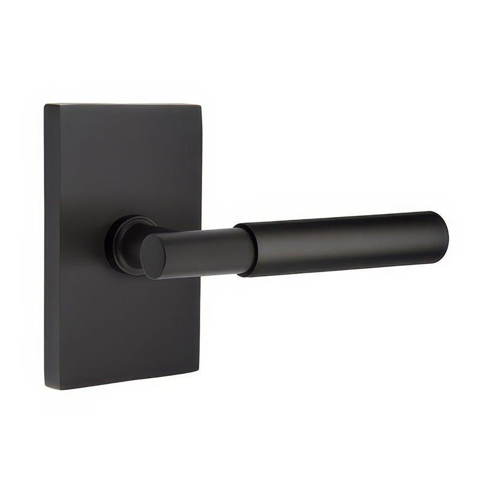 Emtek 5212MYLUS19RH flat black privacy door lever