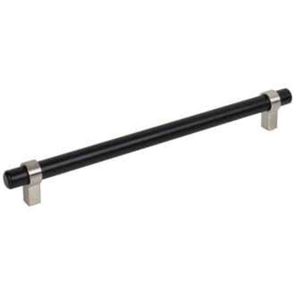 Jeffrey Alexander 5224MBSN matte black / satin nickel cabinet drawer pull